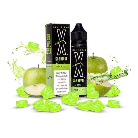 Product photo of Carnival, a hard candy green apple flavored vape juice.
