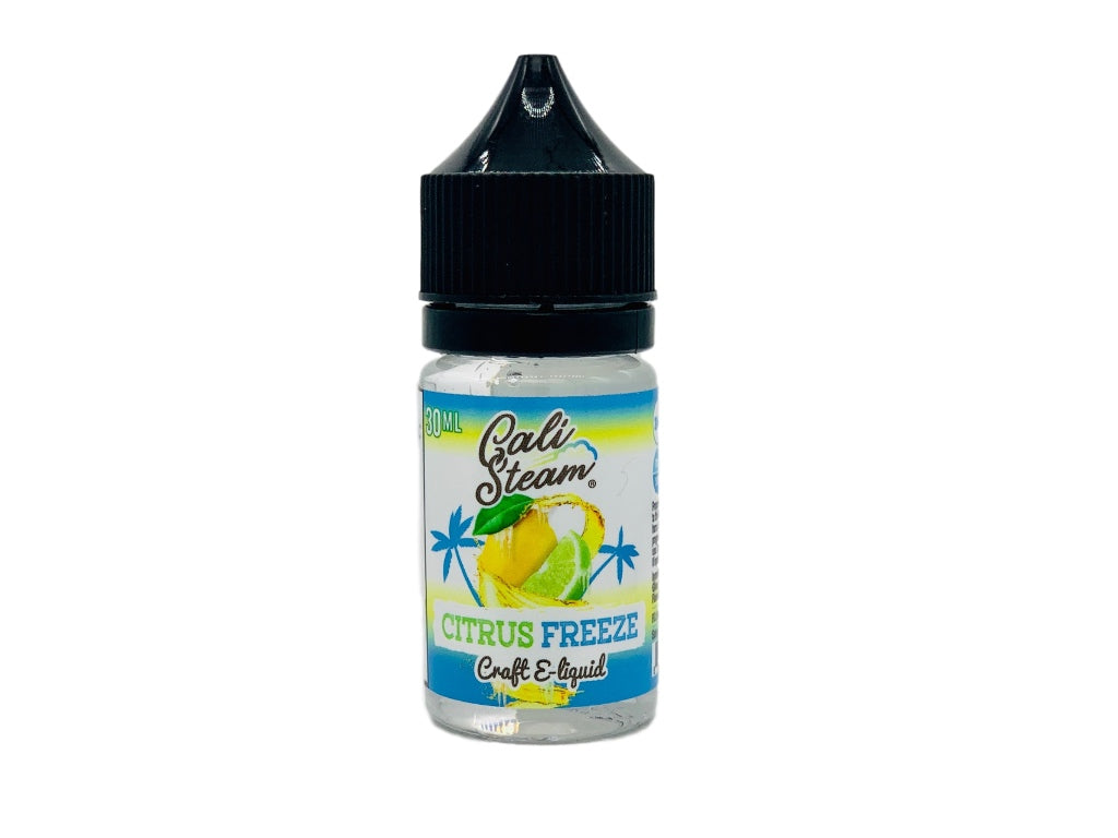 Product photo of Citrus Freeze, a lemon and lime ice flavored vape juice.