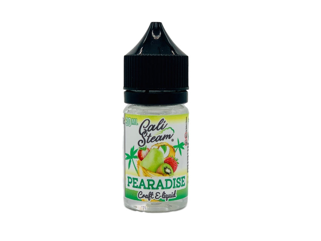 Product photo of Pearadise, a pear flavored ejuice. This vape juice contains nicotine salts.