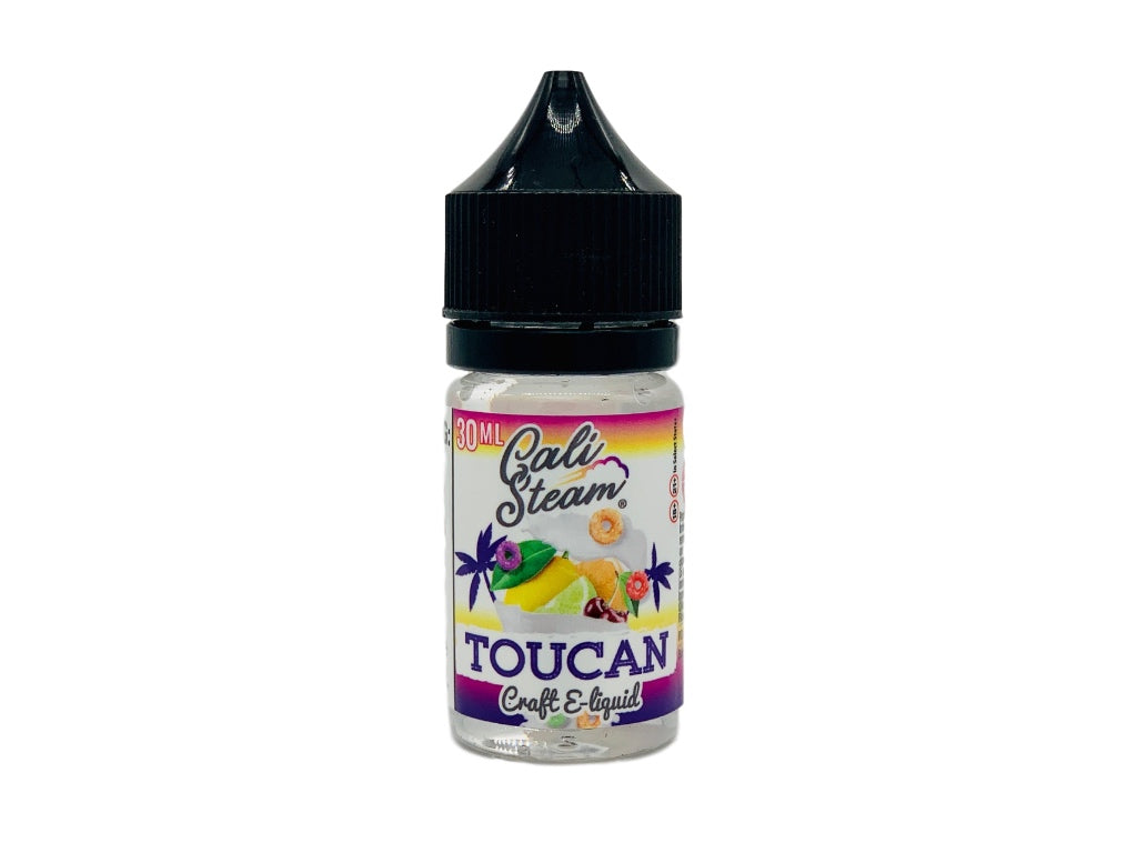 Product photo of Toucan, a fruit circles cereal and milk tropical fruit blend vape salts.